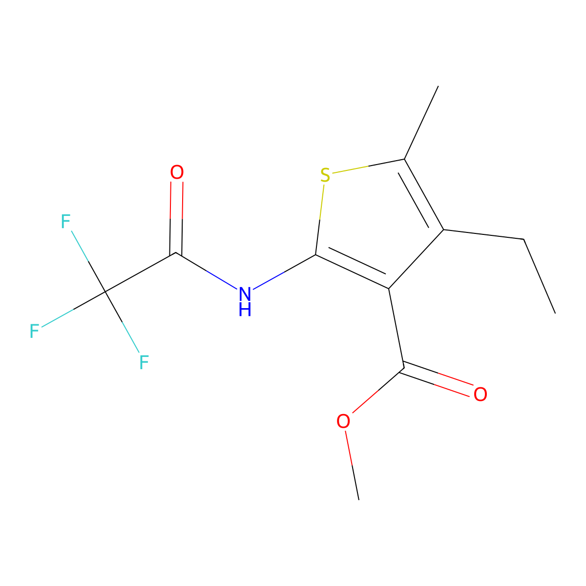 Methyl 4-ethyl-5-methyl-2-[(trifluoroacetyl)amino]-3-thiophenecarboxylate molecular structure, CAS 328288-41-1