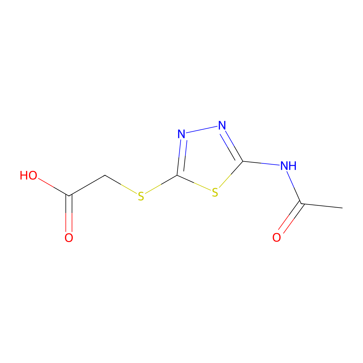 2-[(5-Acetamido-1,3,4-thiadiazol-2-yl)sulfanyl]acetic acid molecular structure, CAS 328288-81-9