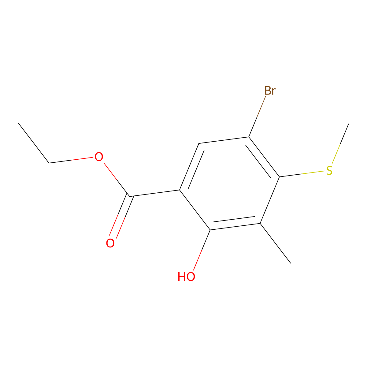 Ethyl 5-bromo-2-hydroxy-3-methyl-4-(methylsulfanyl)benzenecarboxylate molecular structure, CAS 328288-87-5
