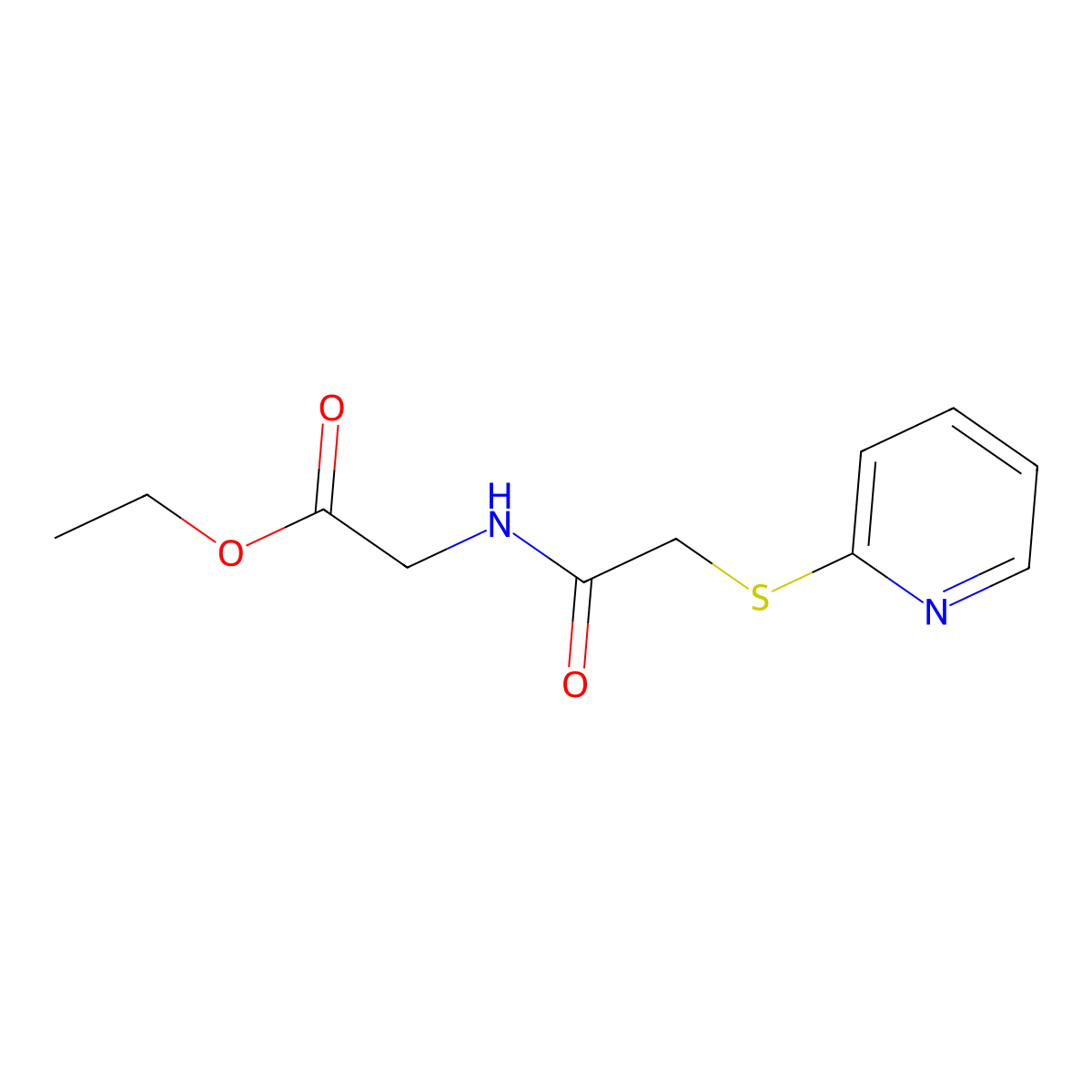 Ethyl 2-[2-(pyridin-2-ylsulfanyl)acetamido]acetate molecular structure, CAS 328288-89-7