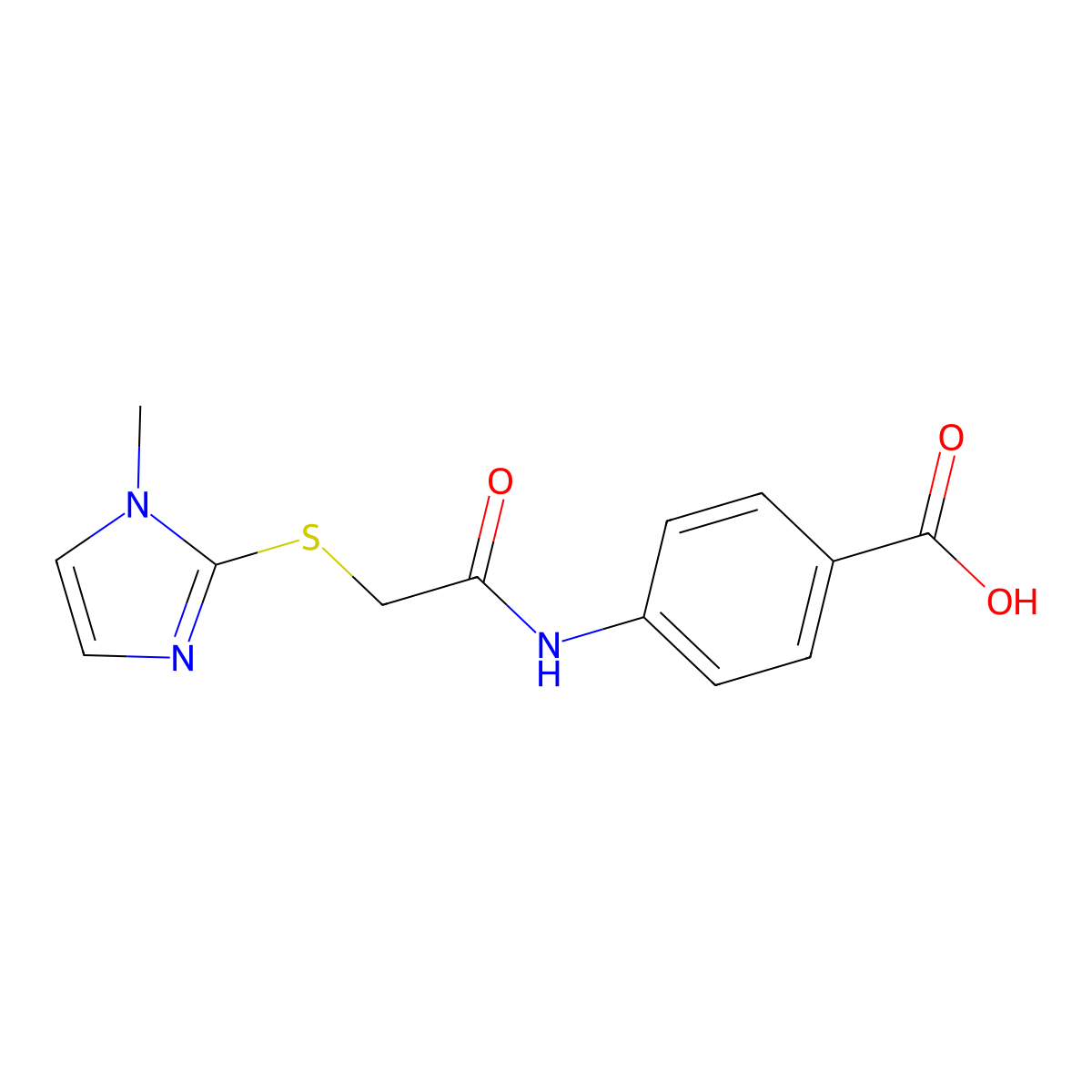 4-{2-[(1-methyl-1H-imidazol-2-yl)sulfanyl]acetamido}benzoic acid molecular structure, CAS 328288-94-4