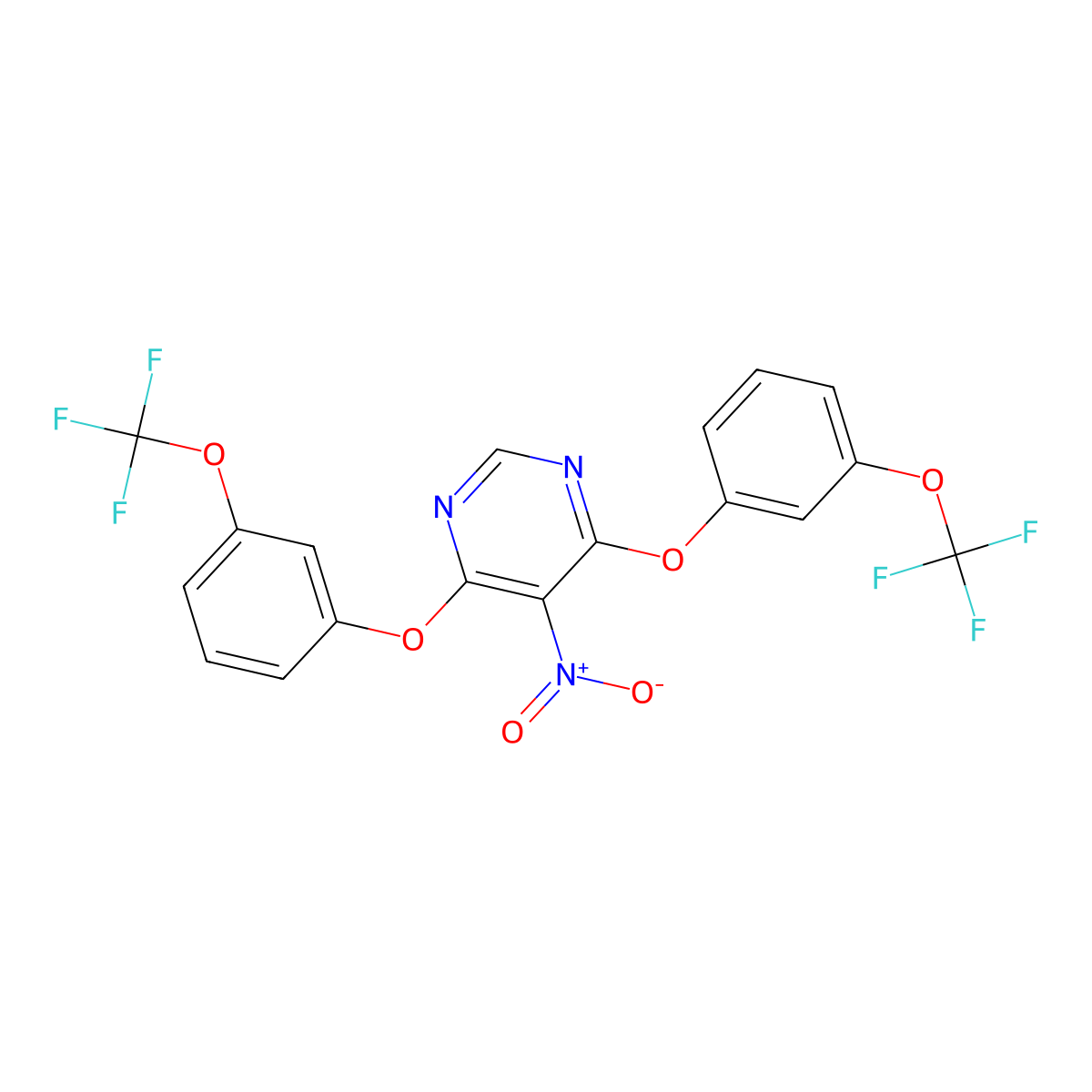 5-Nitro-4,6-bis[3-(trifluoromethoxy)phenoxy]pyrimidine molecular structure, CAS 328289-12-9