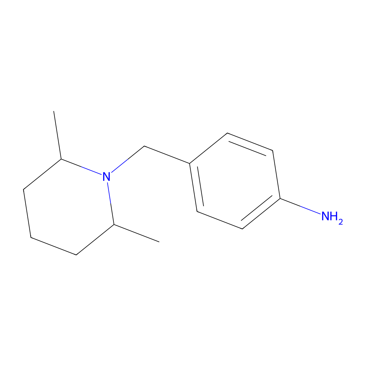 4-(2,6-Dimethyl-piperidin-1-ylmethyl)-phenylamine molecular structure, CAS 328289-91-4