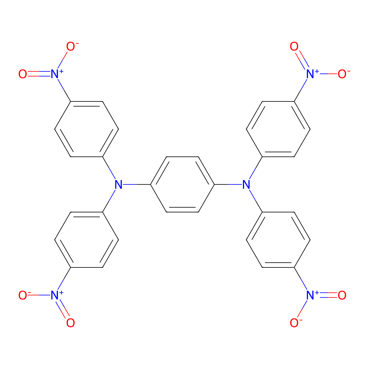 1,4-Benzenediamine, N1,N1,N4,N4-tetrakis(4-nitrophenyl)- molecular structure, CAS 3283-05-4