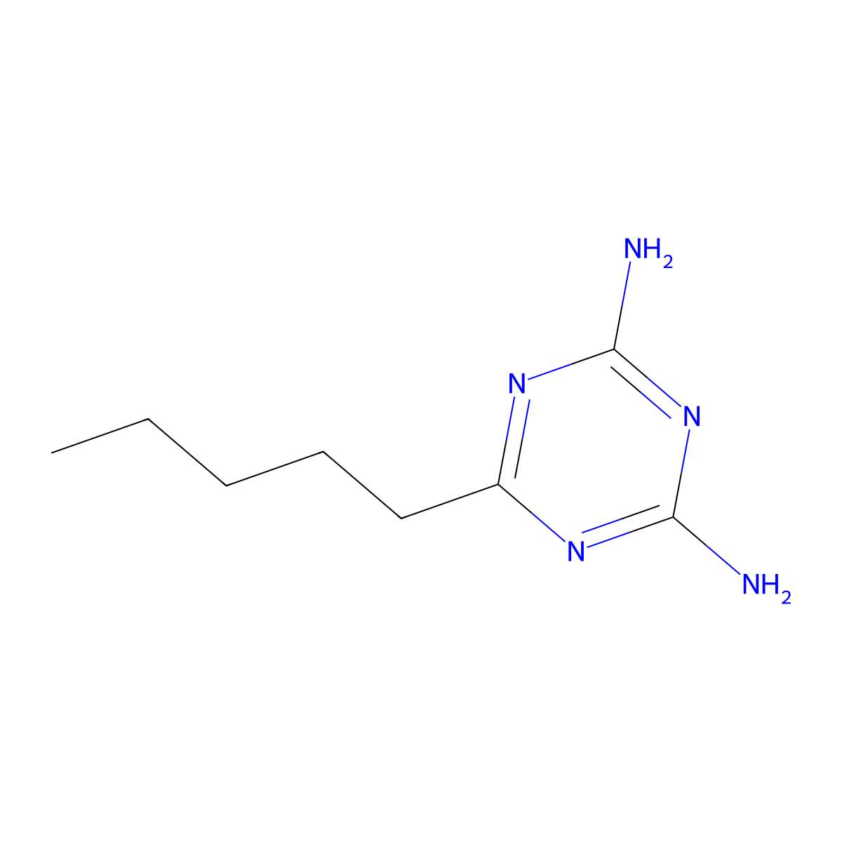 6-Pentyl-1,3,5-triazine-2,4-diamine molecular structure, CAS 3283-17-8