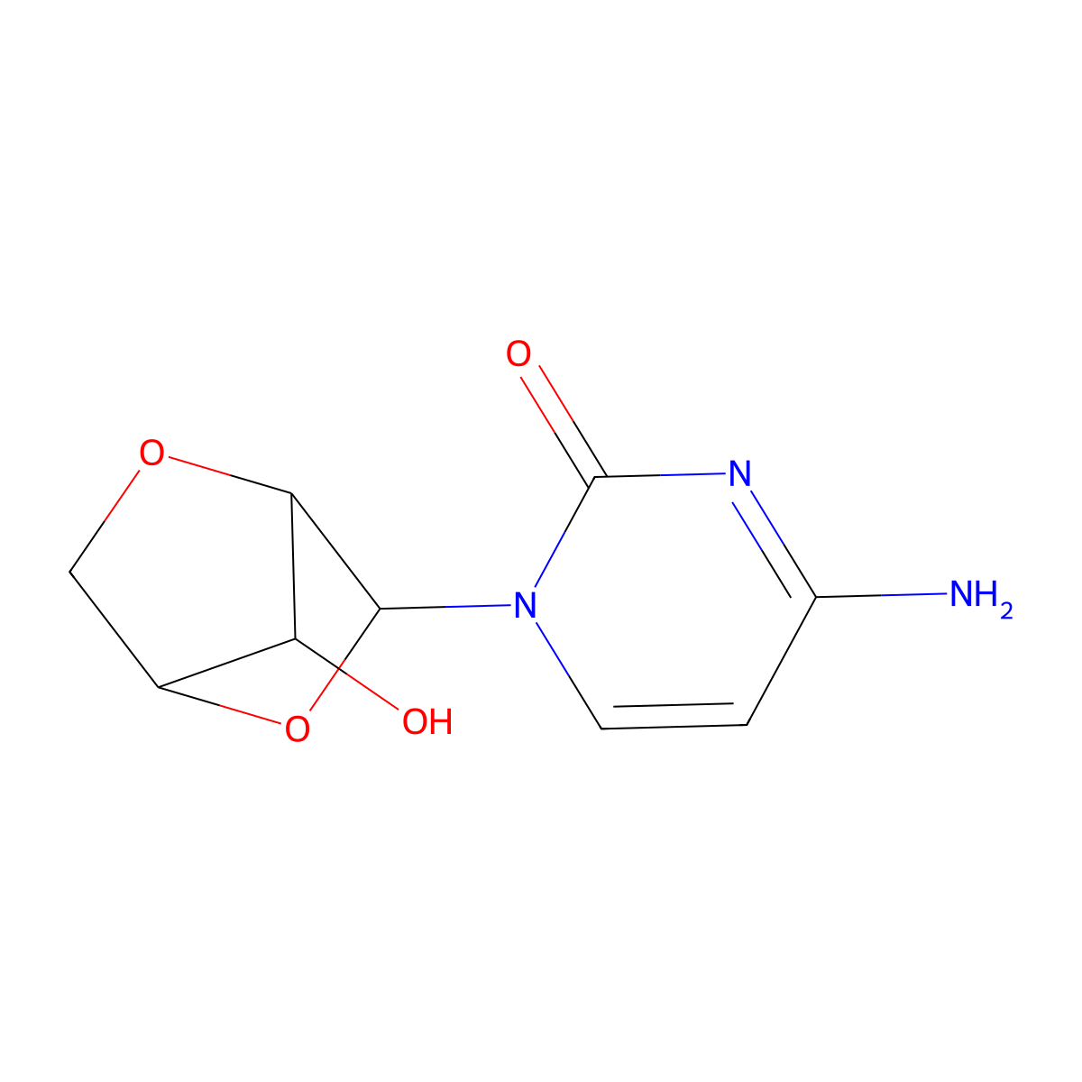 4-amino-1-[(1R,3R,4S,7R)-7-hydroxy-2,5-dioxabicyclo[2.2.1]heptan-3-yl]-1,2-dihydropyrimidin-2-one molecular structure, CAS 32830-01-6