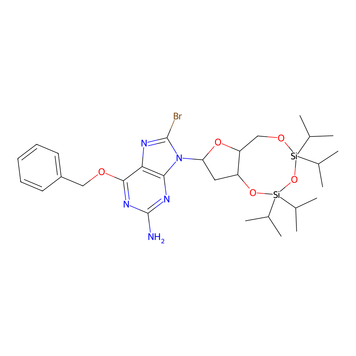 O6-Benzyl-8-bromo-N9-[3',5'-O-(1,1,3,3-tetrakis(isopropyl)-1,3-disiloxanediyl)-beta-D-2'-deoxyribofuranosyl]guanine molecular structure, CAS 328394-26-9