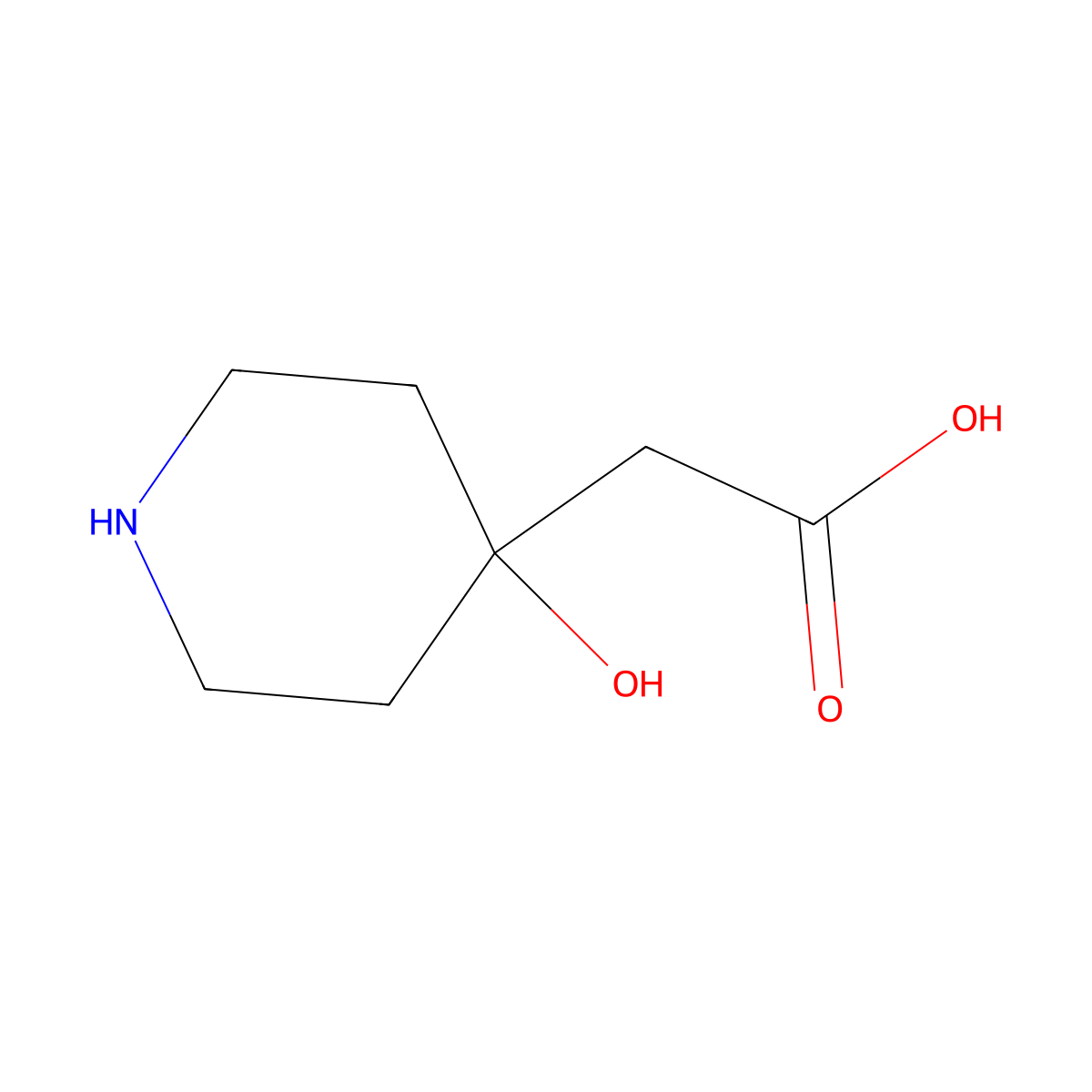 2-(4-Hydroxypiperidin-4-yl)acetic acid molecular structure, CAS 328401-29-2