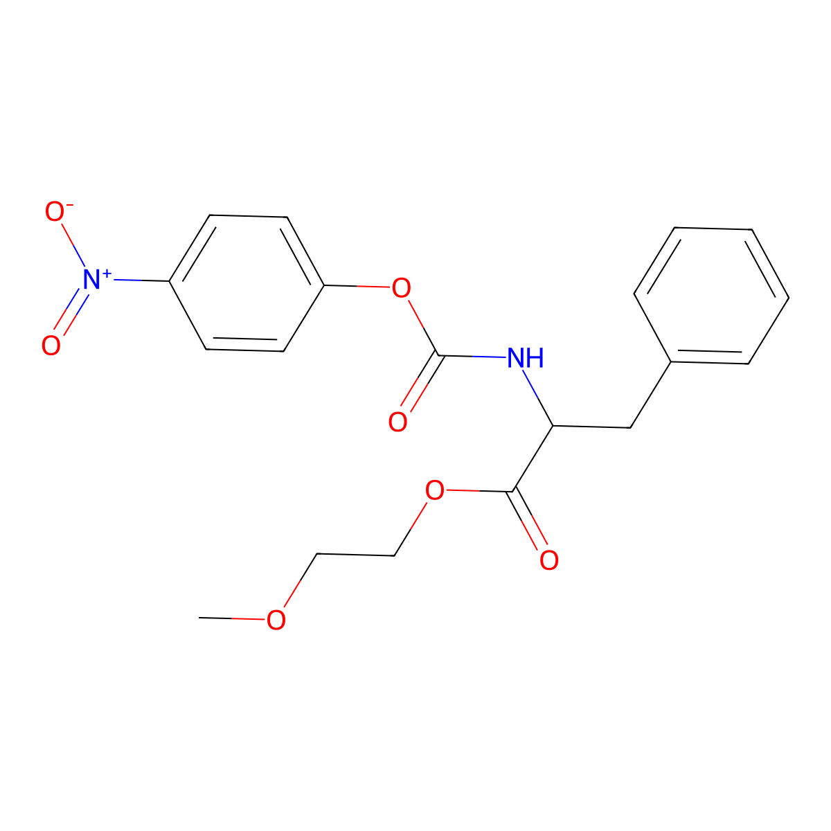 2-Methoxyethyl N-((4-nitrophenoxy)carbonyl)-L-phenylalaninate molecular structure, CAS 328406-65-1