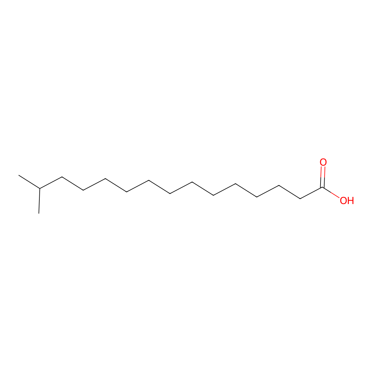14-Methylpentadecanoic acid molecular structure, CAS 32844-67-0