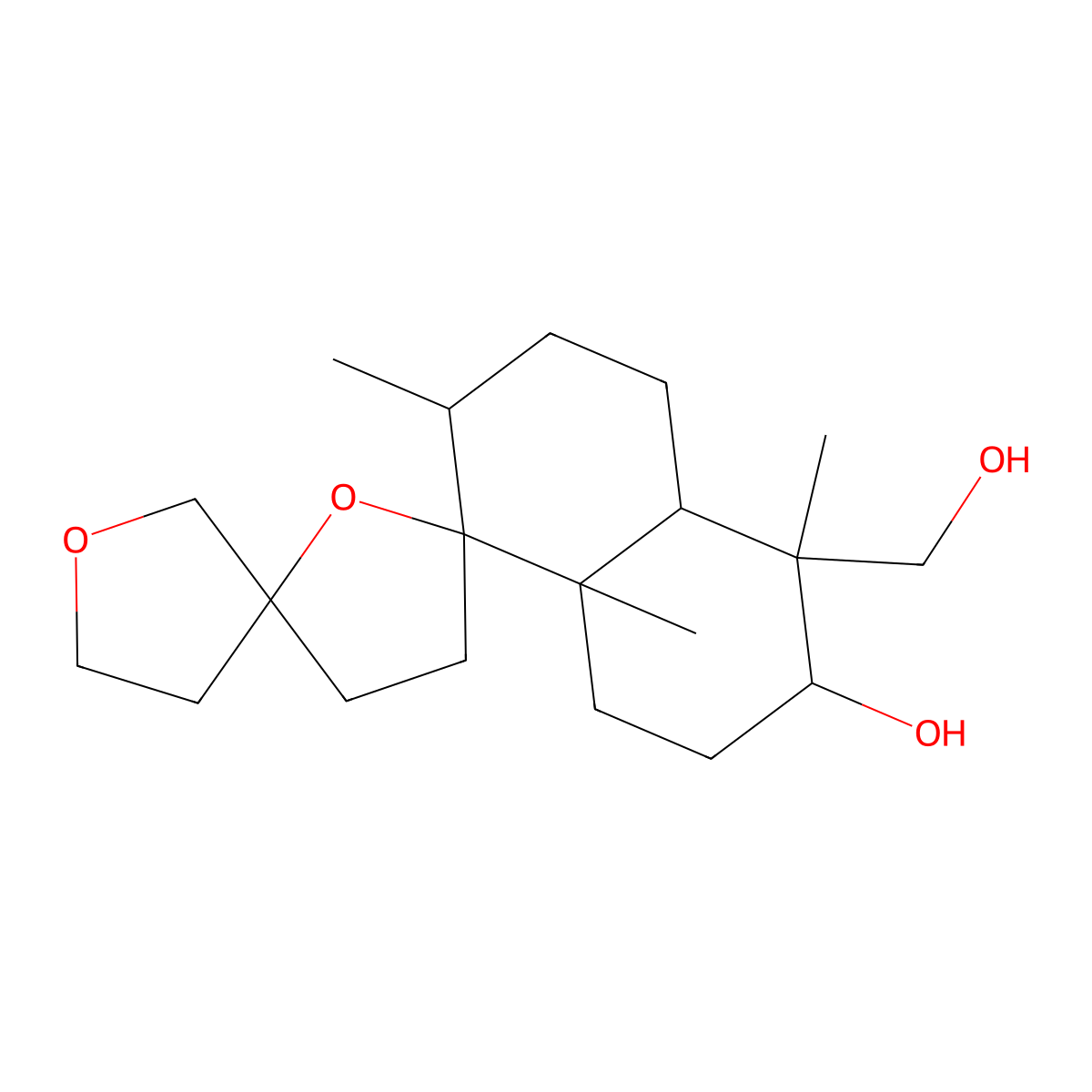 5''-(hydroxymethyl)-2'',5'',8a''-trimethyldodecahydro-2''H-dispiro[furan-3,2'-furan-5',1''-naphthalen]-6''-ol molecular structure, CAS 32845-80-0