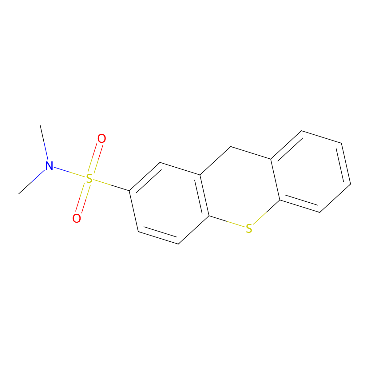 N,N-dimethyl-9H-thioxanthene-2-sulfonamide molecular structure, CAS 3285-33-4