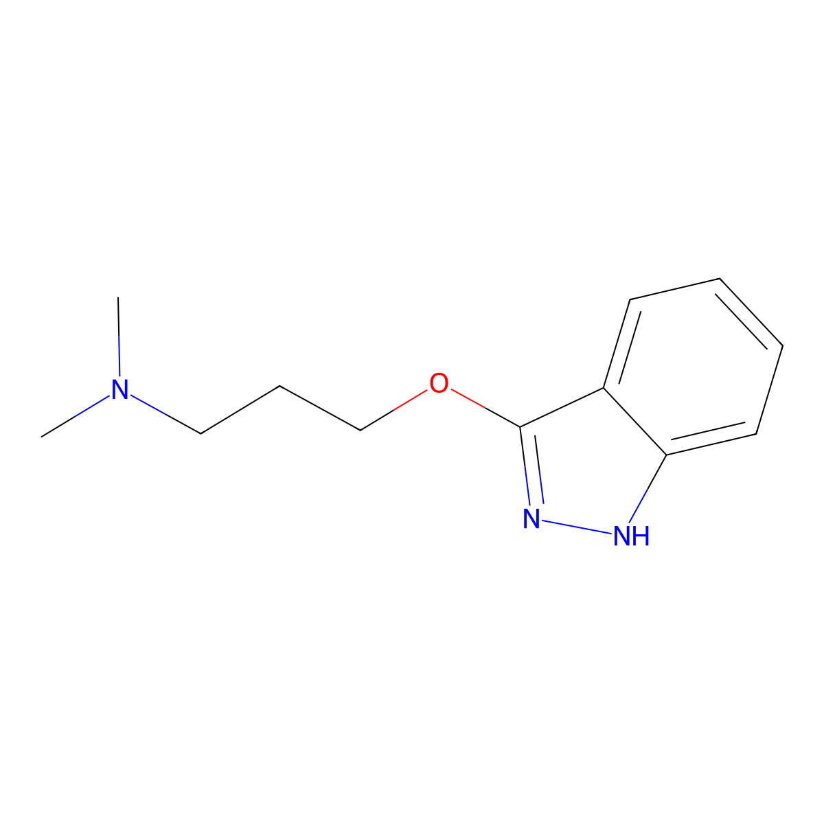 1-Propanamine, 3-(1H-indazol-3-yloxy)-N,N-dimethyl- molecular structure, CAS 32852-15-6