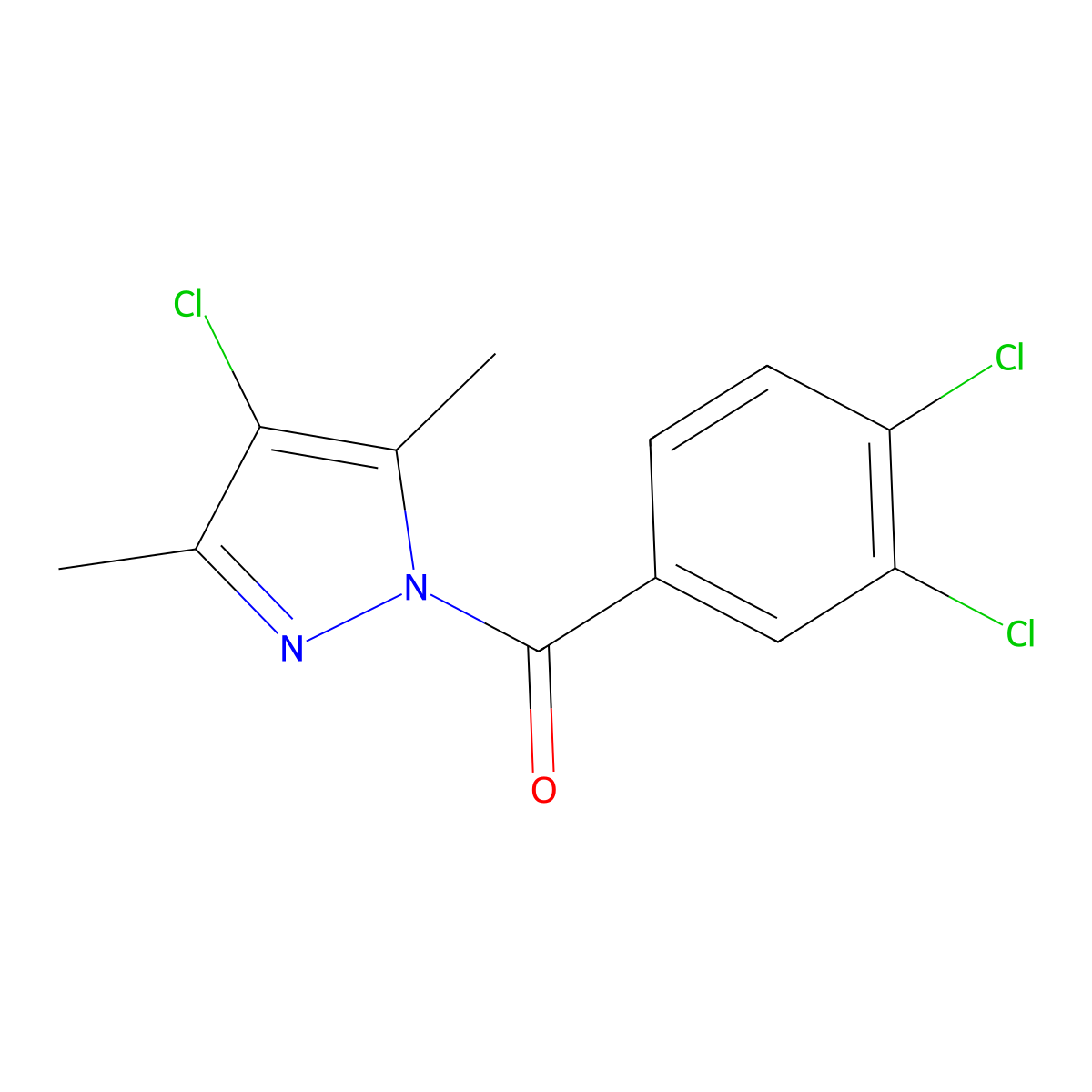 (4-Chloro-3,5-dimethylpyrazol-1-yl)-(3,4-dichlorophenyl)methanone molecular structure, CAS 328532-32-7