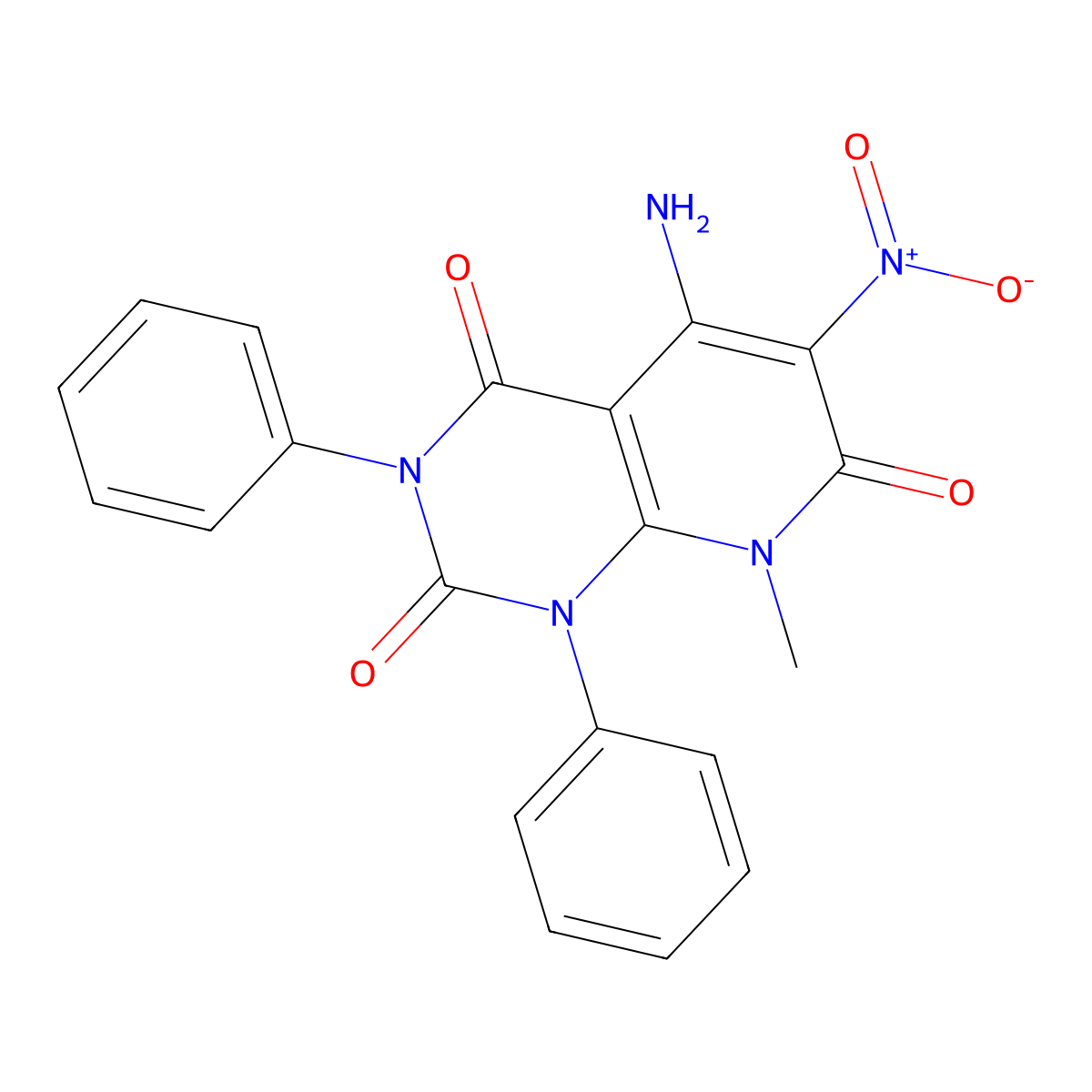 5-Amino-8-methyl-6-nitro-1,3-diphenylpyrido[2,3-d]pyrimidine-2,4,7-trione molecular structure, CAS 328532-80-5