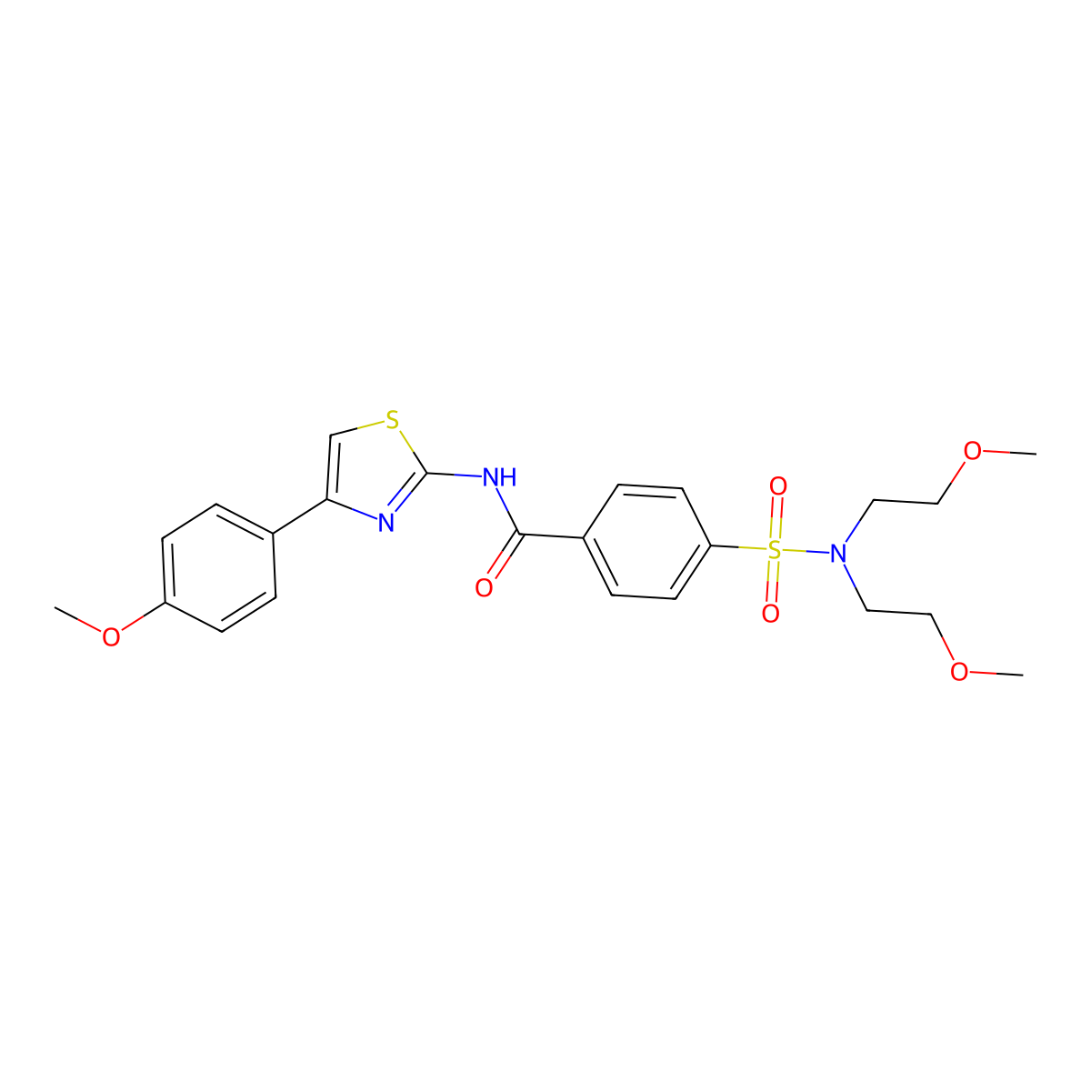 4-[bis(2-methoxyethyl)sulfamoyl]-N-[4-(4-methoxyphenyl)-1,3-thiazol-2-yl]benzamide molecular structure, CAS 328539-66-8
