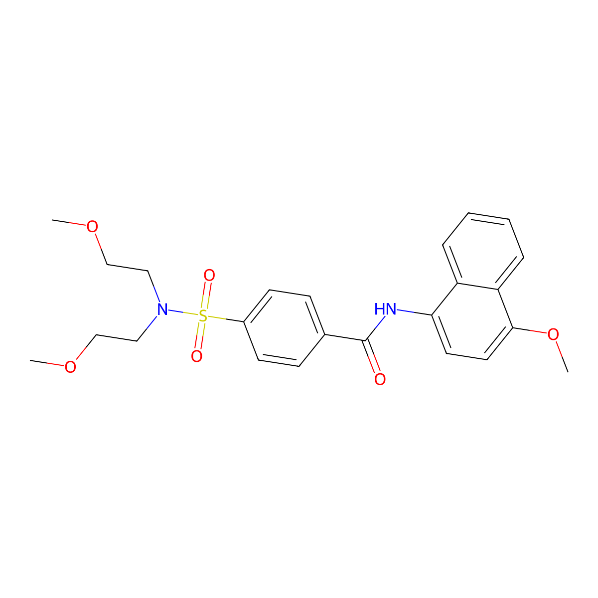 4-(N,N-bis(2-methoxyethyl)sulfamoyl)-N-(4-methoxynaphthalen-1-yl)benzamide molecular structure, CAS 328539-67-9
