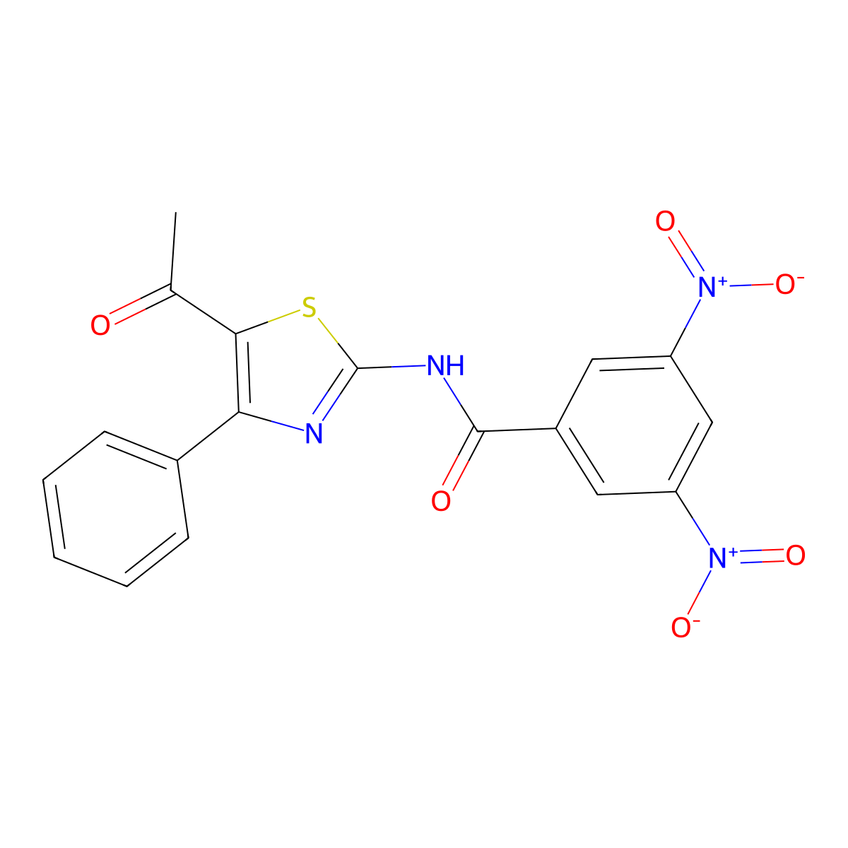 N-(5-acetyl-4-phenyl-1,3-thiazol-2-yl)-3,5-dinitrobenzamide molecular structure, CAS 328539-71-5