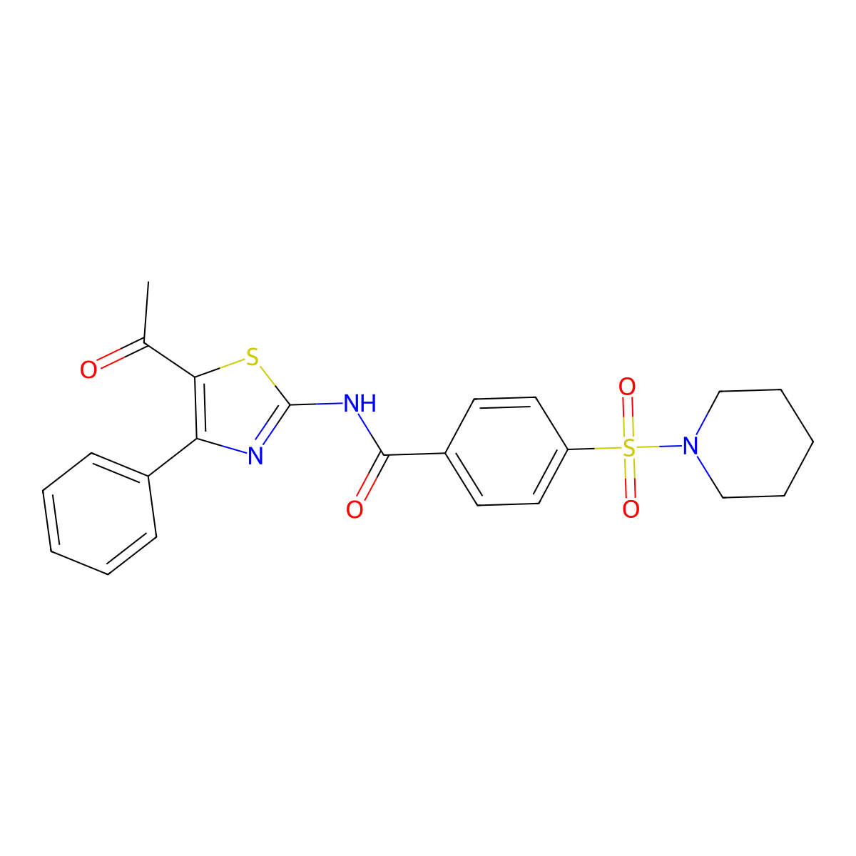 N-(5-acetyl-4-phenylthiazol-2-yl)-4-(piperidin-1-ylsulfonyl)benzamide molecular structure, CAS 328539-72-6