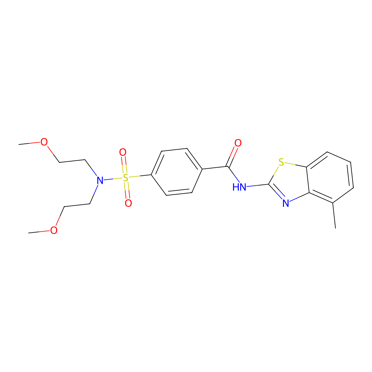 4-[bis(2-methoxyethyl)sulfamoyl]-N-(4-methyl-1,3-benzothiazol-2-yl)benzamide molecular structure, CAS 328539-78-2