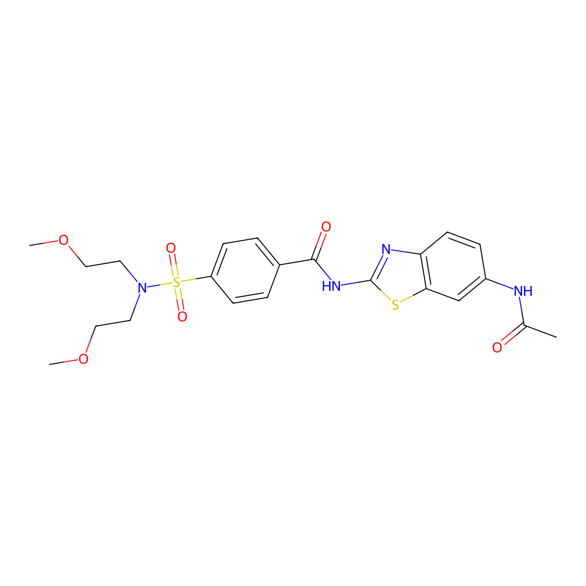 N-(6-acetamidobenzo[d]thiazol-2-yl)-4-(N,N-bis(2-methoxyethyl)sulfamoyl)benzamide molecular structure, CAS 328539-79-3