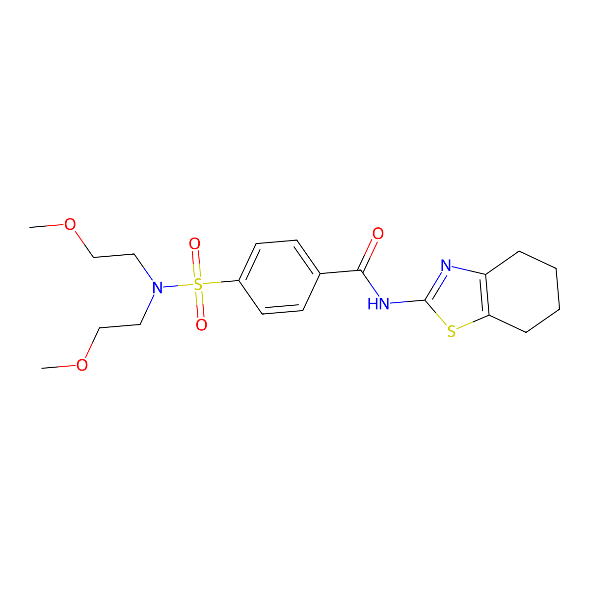 4-[bis(2-methoxyethyl)sulfamoyl]-N-(4,5,6,7-tetrahydro-1,3-benzothiazol-2-yl)benzamide molecular structure, CAS 328539-80-6
