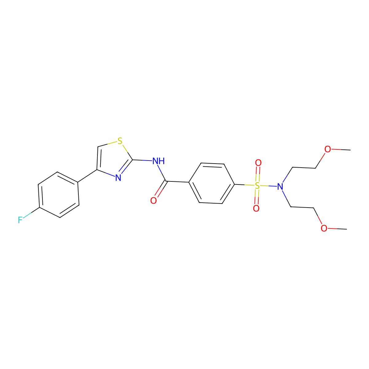 4-[bis(2-methoxyethyl)sulfamoyl]-N-[4-(4-fluorophenyl)-1,3-thiazol-2-yl]benzamide molecular structure, CAS 328539-82-8