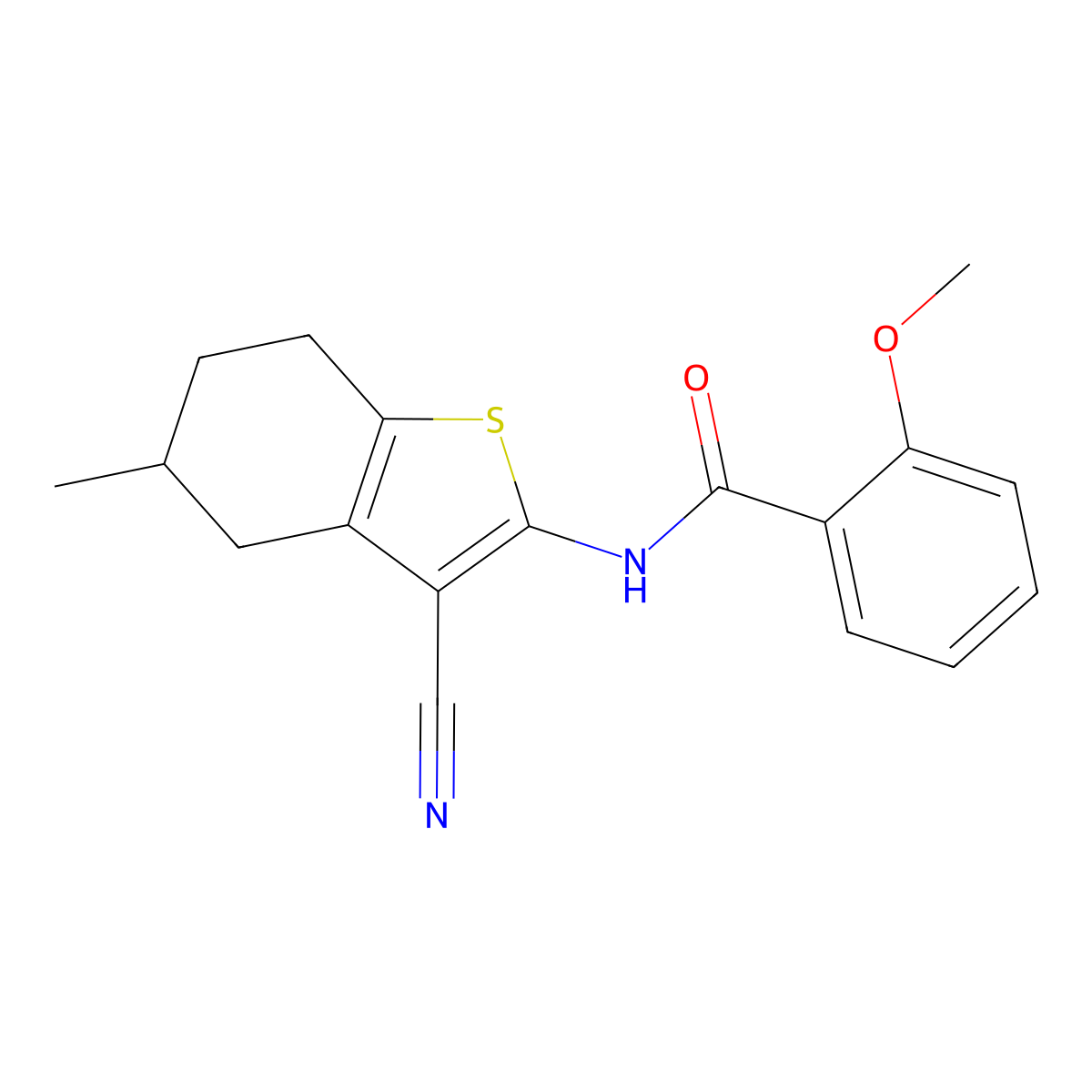 N-(3-cyano-5-methyl-4,5,6,7-tetrahydro-1-benzothiophen-2-yl)-2-methoxybenzamide molecular structure, CAS 328539-86-2