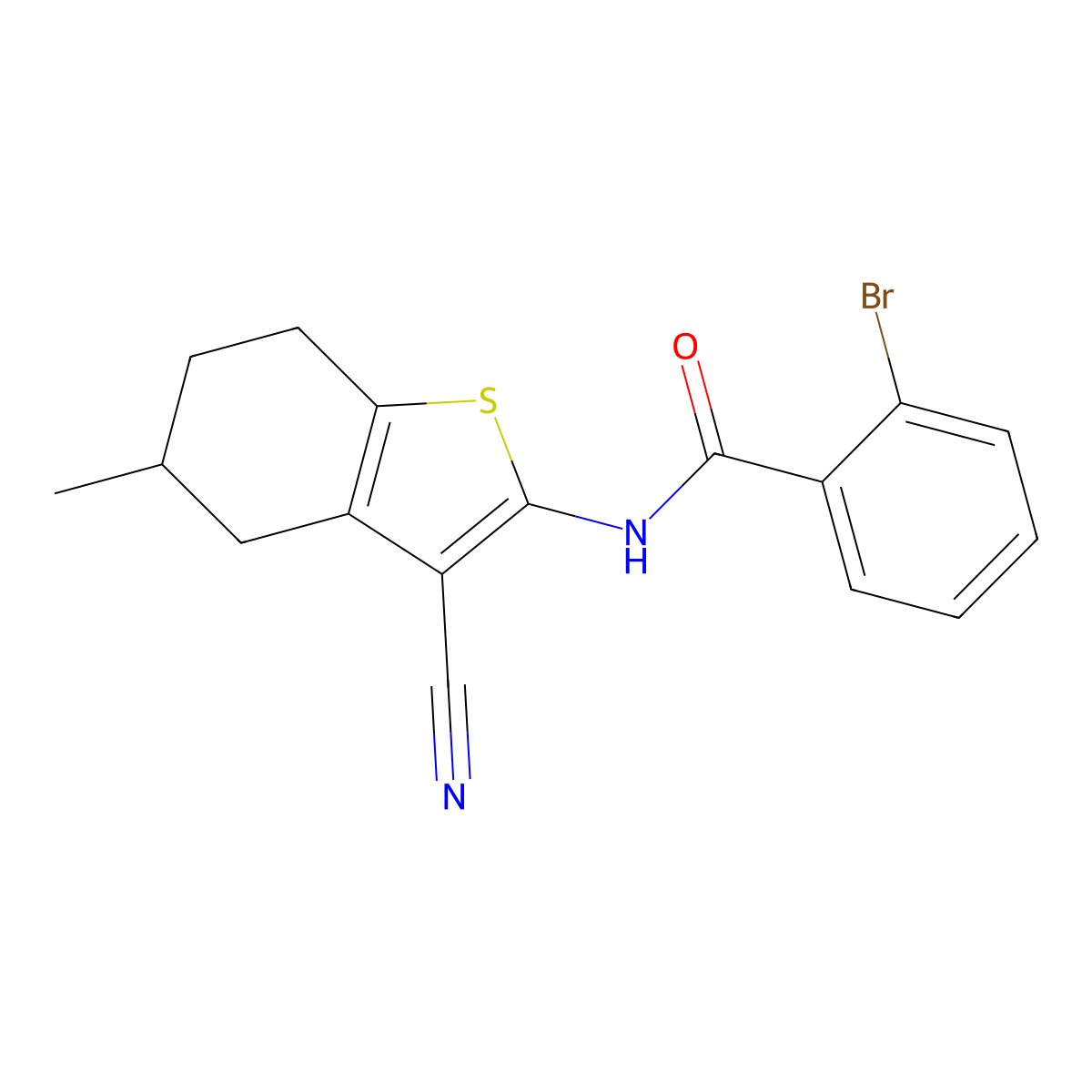 2-bromo-N-(3-cyano-5-methyl-4,5,6,7-tetrahydro-1-benzothiophen-2-yl)benzamide molecular structure, CAS 328539-88-4