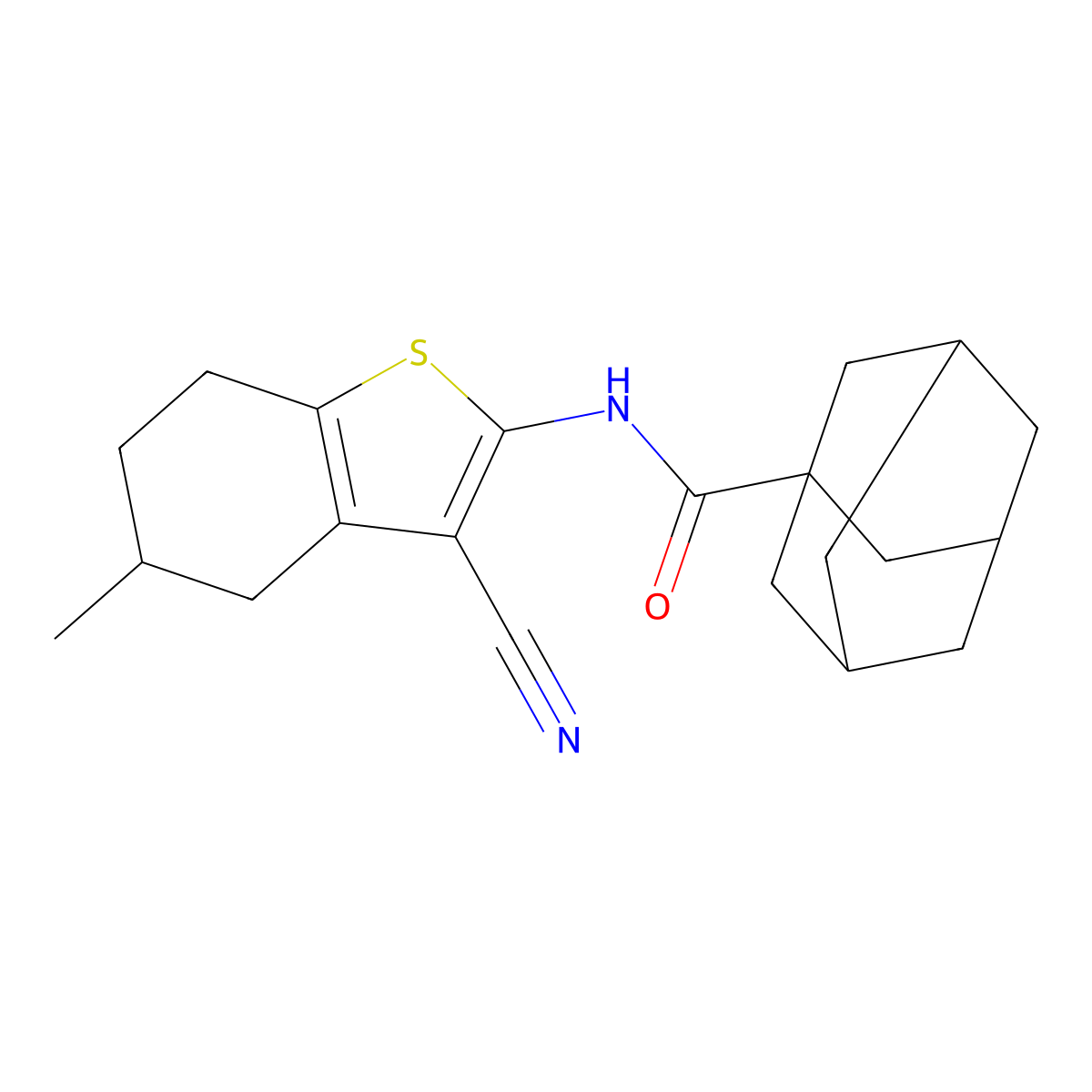 N-(3-cyano-5-methyl-4,5,6,7-tetrahydro-1-benzothiophen-2-yl)adamantane-1-carboxamide molecular structure, CAS 328539-89-5