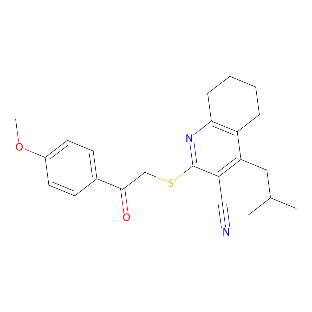 2-{[2-(4-Methoxyphenyl)-2-oxoethyl]sulfanyl}-4-(2-methylpropyl)-5,6,7,8-tetrahydroquinoline-3-carbonitrile molecular structure, CAS 328540-23-4