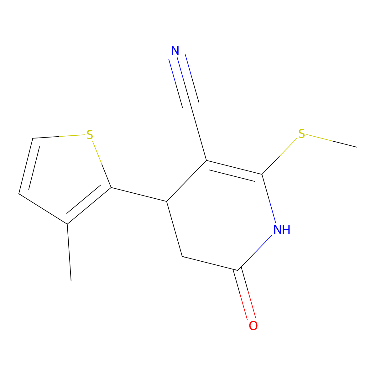 6-methylsulfanyl-4-(3-methylthiophen-2-yl)-2-oxo-3,4-dihydro-1H-pyridine-5-carbonitrile molecular structure, CAS 328540-26-7