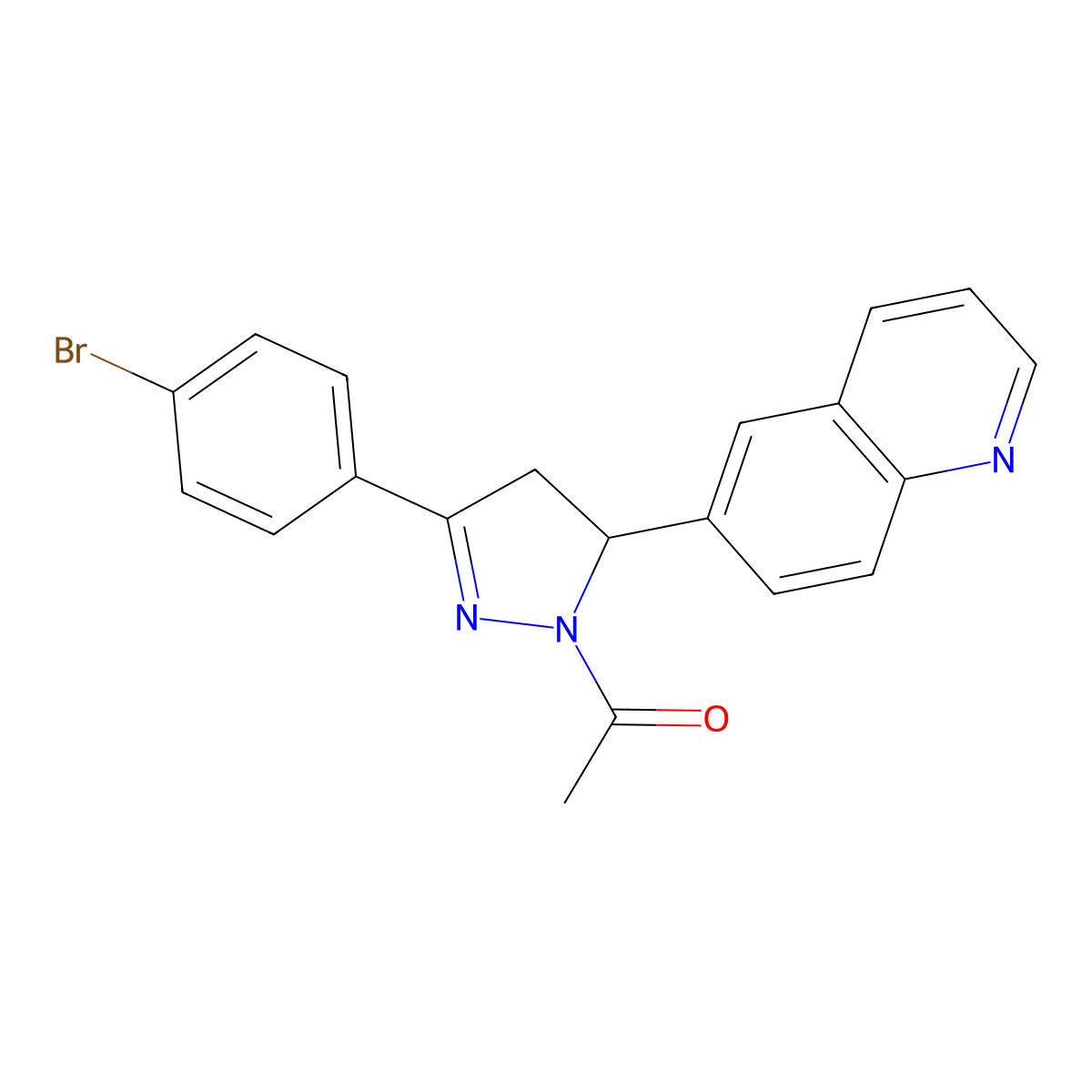 1-(3-(4-bromophenyl)-5-(quinolin-6-yl)-4,5-dihydro-1H-pyrazol-1-yl)ethanone molecular structure, CAS 328540-32-5