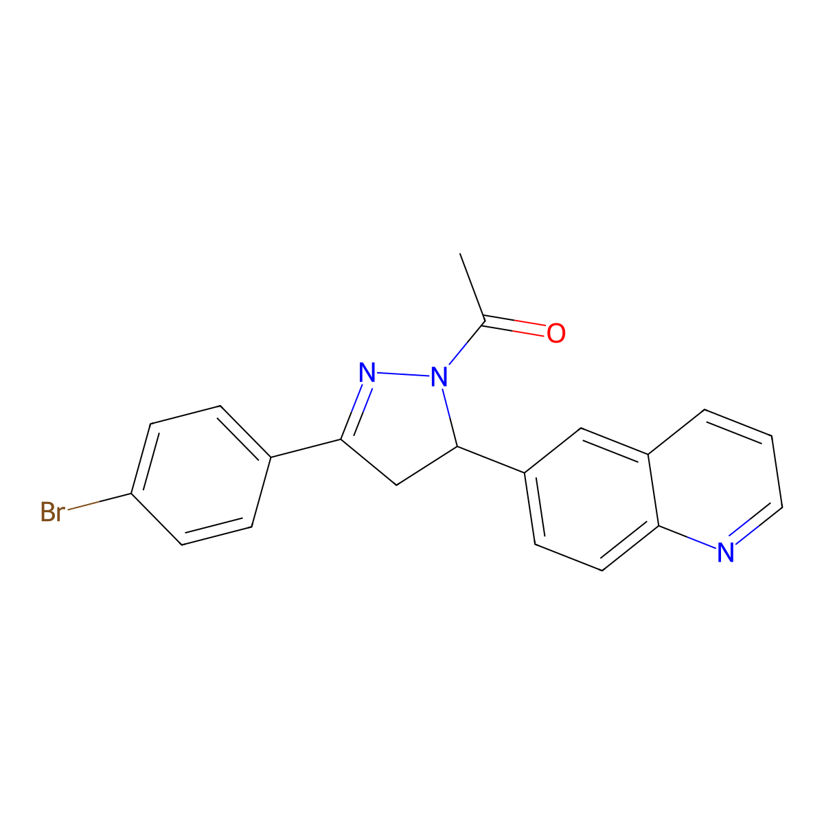 1-(3-(4-bromophenyl)-5-(quinolin-6-yl)-4,5-dihydro-1H-pyrazol-1-yl)ethanone molecular structure, CAS 328540-32-5