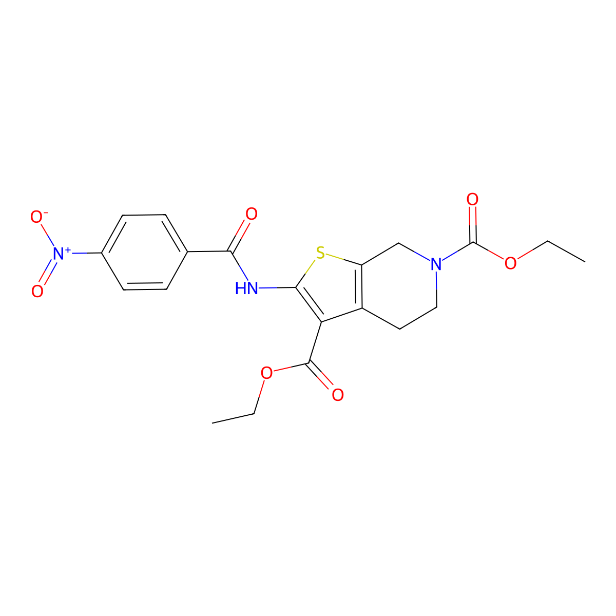 diethyl 2-(4-nitrobenzamido)-4,5-dihydrothieno[2,3-c]pyridine-3,6(7H)-dicarboxylate molecular structure, CAS 328540-60-9