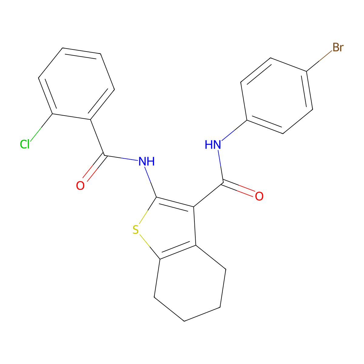 N-(4-bromophenyl)-2-[(2-chlorobenzoyl)amino]-4,5,6,7-tetrahydro-1-benzothiophene-3-carboxamide molecular structure, CAS 328540-67-6