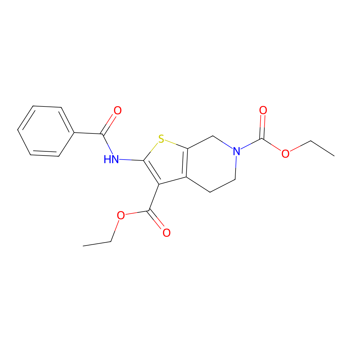 diethyl 2-benzamido-4,5-dihydrothieno[2,3-c]pyridine-3,6(7H)-dicarboxylate molecular structure, CAS 328540-77-8