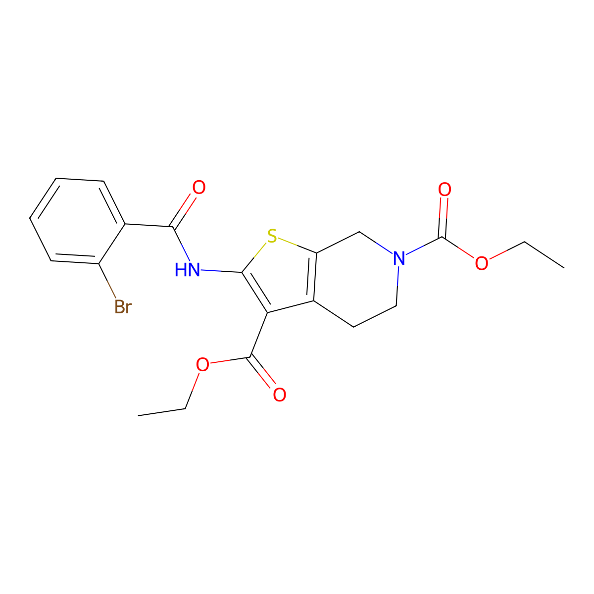 diethyl 2-(2-bromobenzamido)-4,5-dihydrothieno[2,3-c]pyridine-3,6(7H)-dicarboxylate molecular structure, CAS 328540-81-4