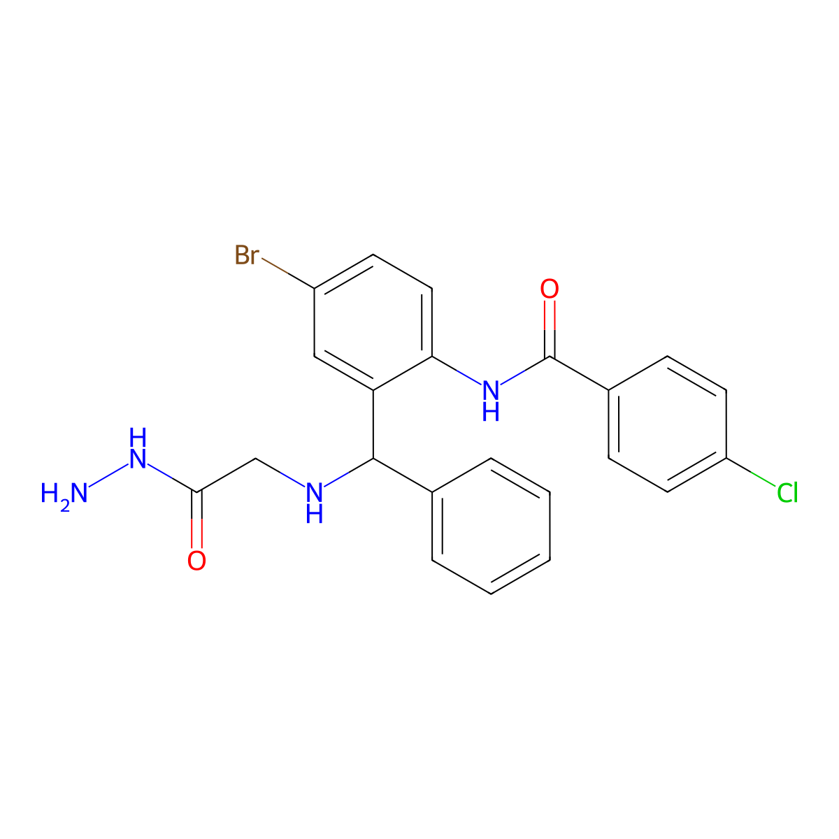N-[4-bromo-2-[[(2-hydrazinyl-2-oxoethyl)amino]-phenylmethyl]phenyl]-4-chlorobenzamide molecular structure, CAS 328540-97-2