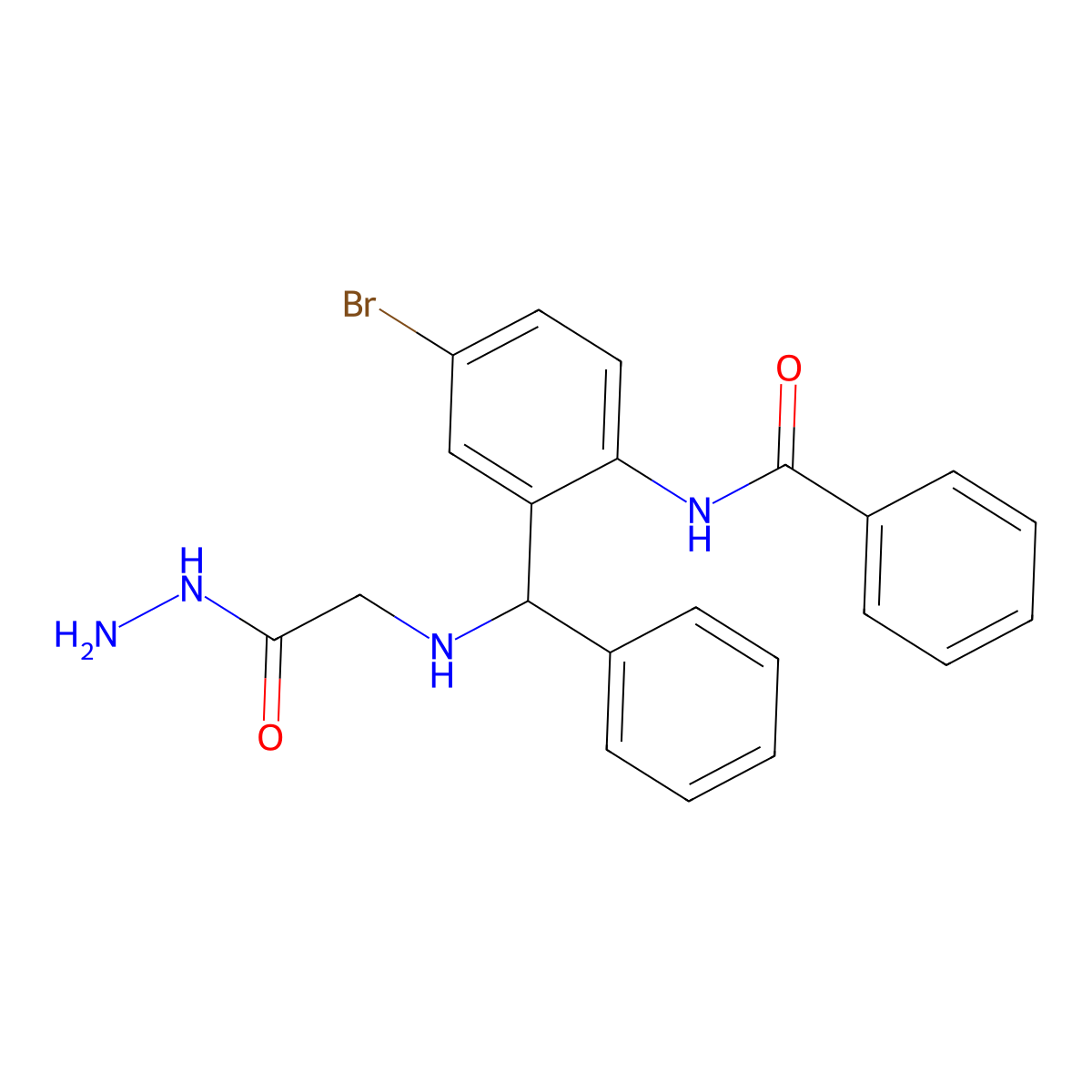 N-(4-bromo-2-(((2-hydrazinyl-2-oxoethyl)amino)(phenyl)methyl)phenyl)benzamide molecular structure, CAS 328540-98-3