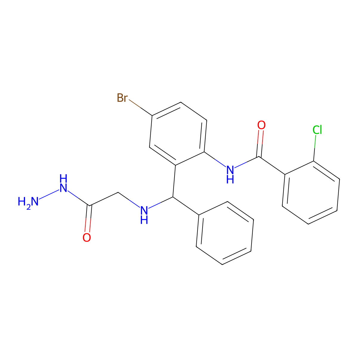N-[4-bromo-2-[[(2-hydrazinyl-2-oxoethyl)amino]-phenylmethyl]phenyl]-2-chlorobenzamide molecular structure, CAS 328541-00-0