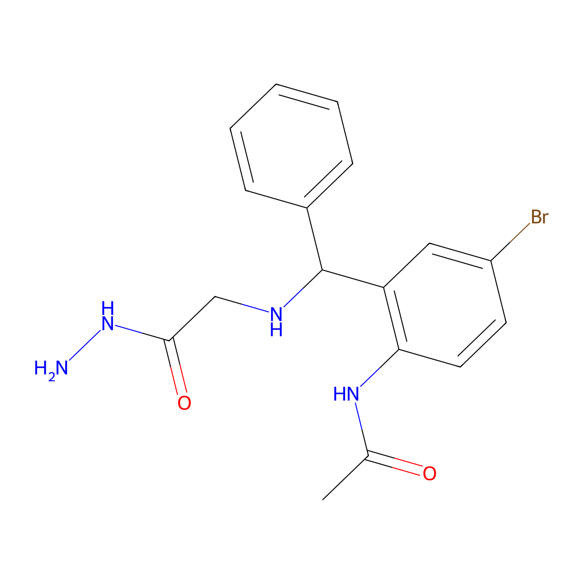 N-[4-bromo-2-[[(2-hydrazinyl-2-oxoethyl)amino]-phenylmethyl]phenyl]acetamide molecular structure, CAS 328541-01-1