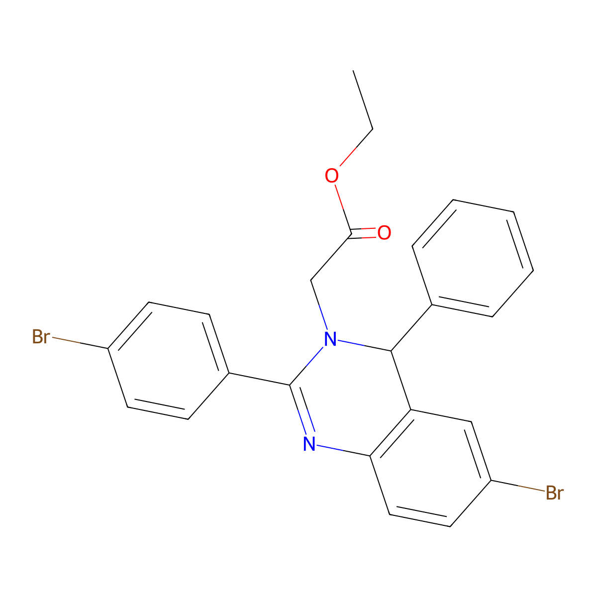 ethyl 2-[6-bromo-2-(4-bromophenyl)-4-phenyl-4H-quinazolin-3-yl]acetate molecular structure, CAS 328541-03-3