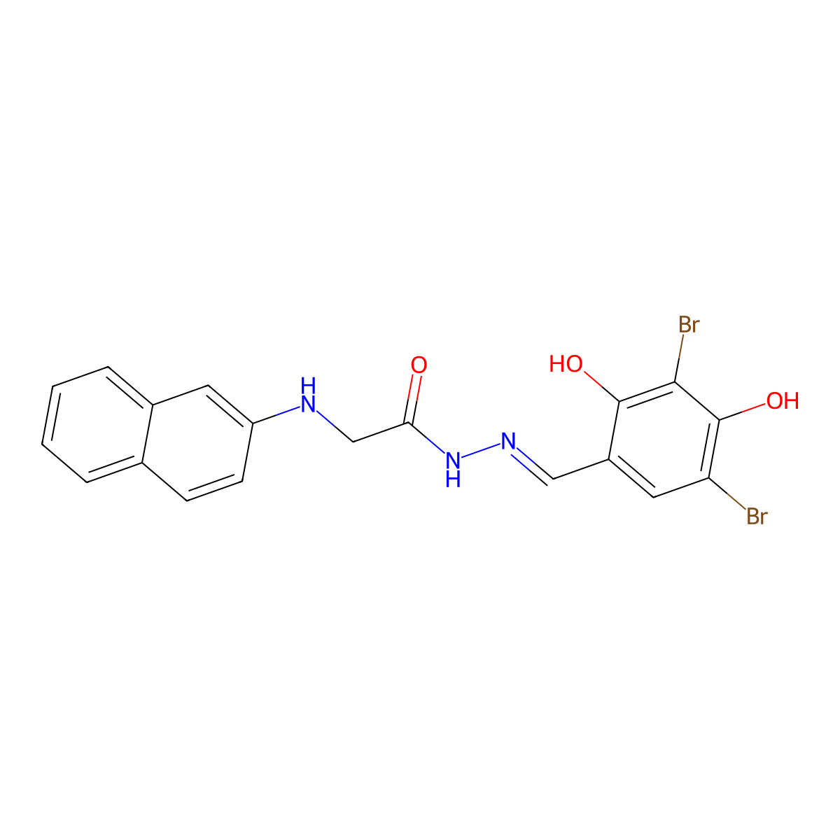 N'-(3,5-dibromo-2,4-dihydroxybenzylidene)-2-(naphthalen-2-ylamino)acetohydrazide molecular structure, CAS 328541-79-3