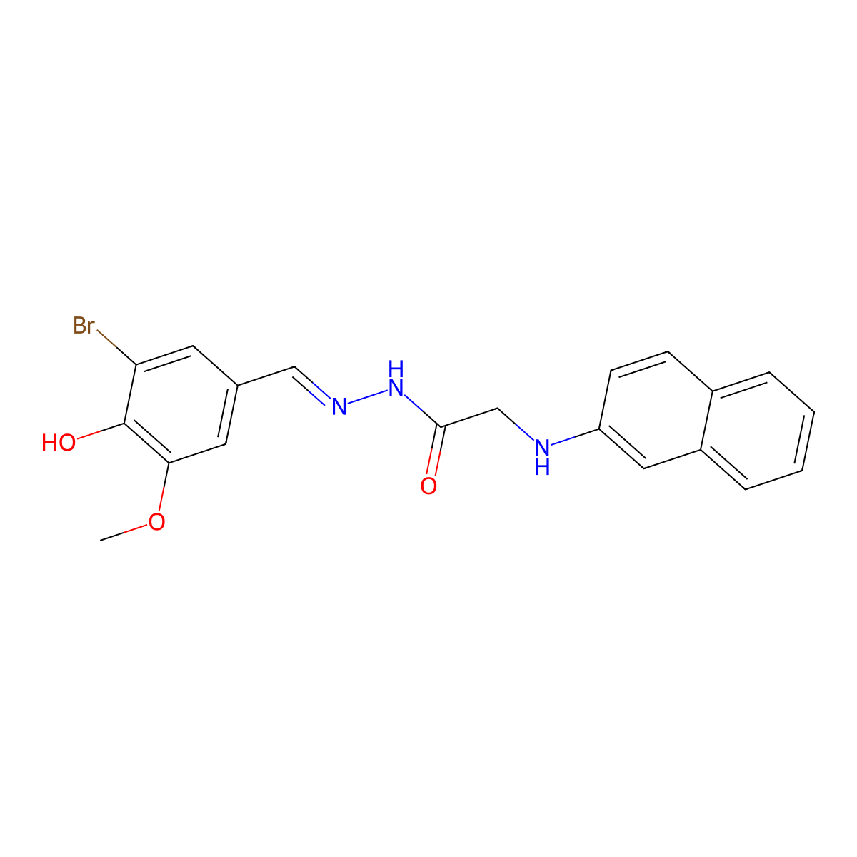 Glycine, N-2-naphthalenyl-, [(3-bromo-4-hydroxy-5-methoxyphenyl)methylene]hydrazide molecular structure, CAS 328541-80-6