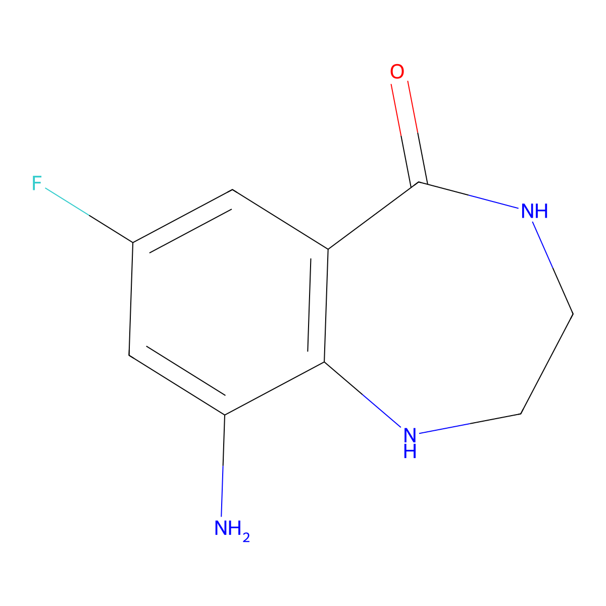 9-amino-7-fluoro-1,2,3,4-tetrahydro-5H-benzo[e][1,4]diazepin-5-one molecular structure, CAS 328546-75-4