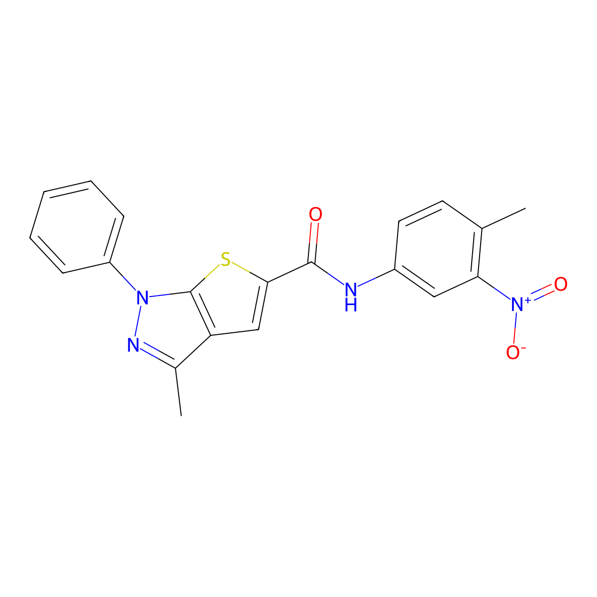 3-methyl-N-(4-methyl-3-nitrophenyl)-1-phenyl-1H-thieno[2,3-c]pyrazole-5-carboxamide molecular structure, CAS 328548-58-9