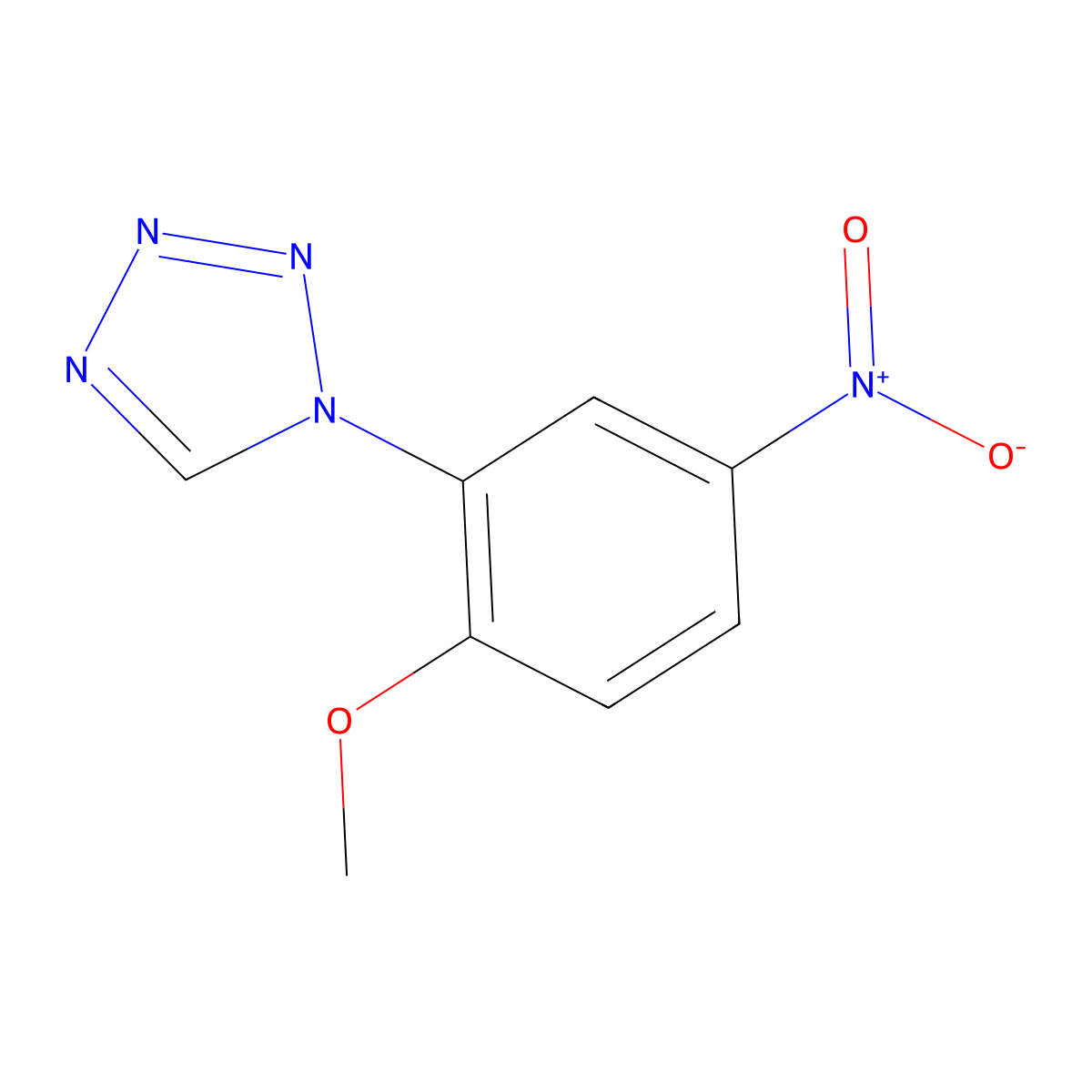 1H-Tetrazole, 1-(2-methoxy-5-nitrophenyl)- molecular structure, CAS 328548-65-8