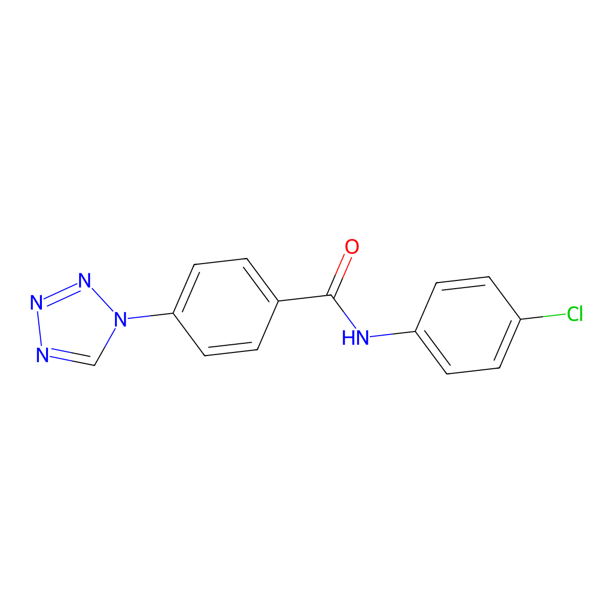 N-(4-chlorophenyl)-4-(1H-tetrazol-1-yl)benzamide molecular structure, CAS 328548-68-1
