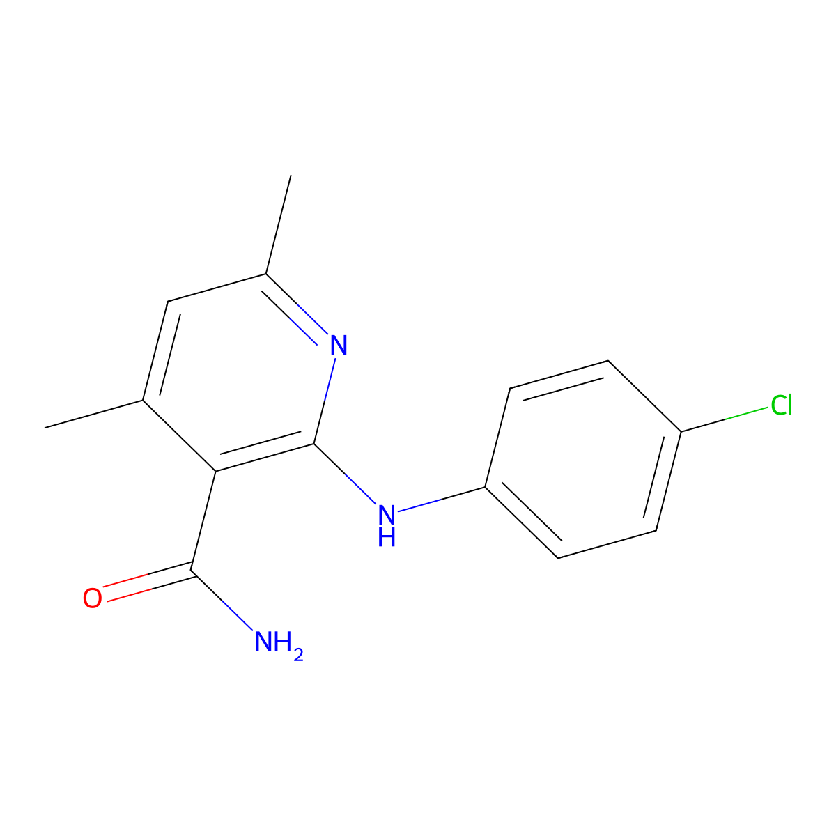 2-[(4-Chlorophenyl)amino]-4,6-dimethylpyridine-3-carboxamide molecular structure, CAS 328548-72-7
